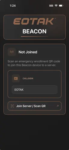 EOTAK&trade; Beacon waiting for an emergency enrollment QR code